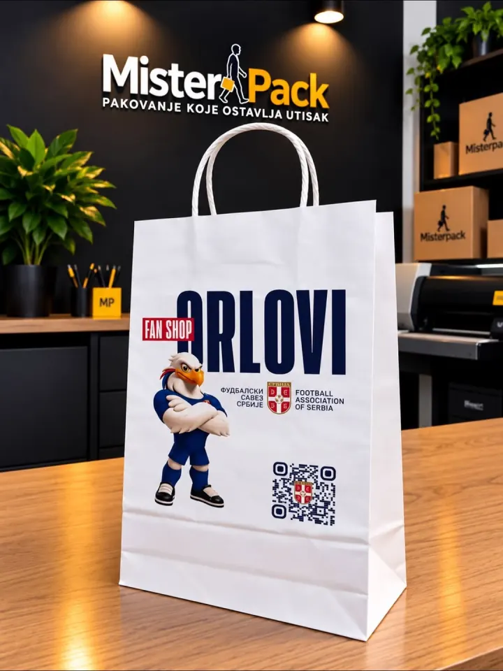 Bela kesa Orlovi FSS sa QR kodom